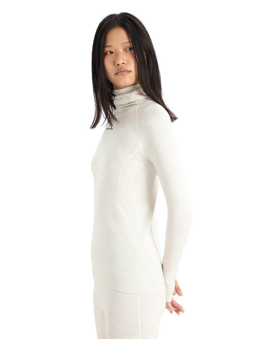 Base Layers Icebreaker MerinoFine™ Long Sleeve Roll Neck Femme Blanche | FR 1895ZUTG